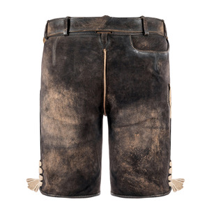 Shorts Lederhosen en cuir véritable pour hommes, traditionnels bavarois, brodés, pour l'Oktoberfest allemand, avec ceinture - Product Image 2