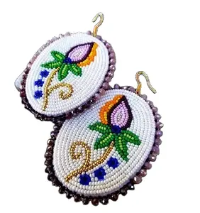 Newly Latest Fashionable Luxury Wholesale Bead Style Colorful Statement Vintage Handmade Ladies Earrings Embroidered India Hand