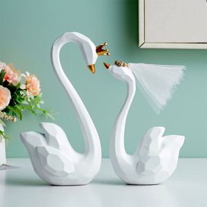 <b>Nordic</b> Modern Wedding Couple <b>Swan</b> Statue Figurine Resin Decoration Home Decoration Accessories Room Living Room Decoration - Product Image 4