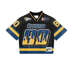 Retro Soccer Jersey Custom Sublimation Transfer Print Logo Mesh <b>TShirt</b> Sporty Cropped Boxy Football Streetwear Summer Short - Product Image 5