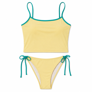 Conjunto de Bikini de Color Sólido para Mujer, con Tirantes Ajustables y Lazos Laterales, Traje de Baño de Dos Piezas, OEM, ODM, Venta al Por Mayor - Product Image 5
