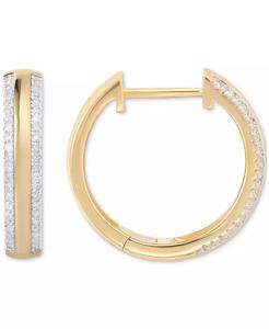 Orecchini a cerchio di diamanti (1/4 ct. T. w.) in argento Sterling placcato oro 14k | Macacy's - Product Image 1