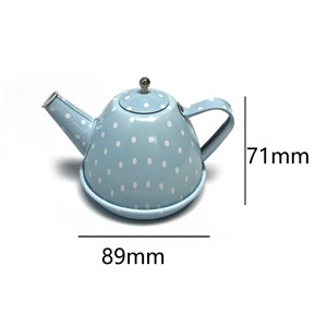 Custom OEM Tinplate Kids Tea Party <b>Set</b> Cute Colorful Polka Dot Metal Teapot <b>Teacups</b> and Tray Pretend Play Kitchen Toys for Girl - Product Image 2