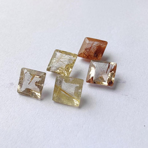 Piedra Preciosa Natural de Rutilo Dorado, Corte Cuadrado Facetado, Piedra Suelta Calibrada para Joyería - Product Image 5