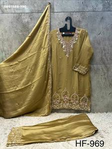 Colección de conjuntos de trajes, salwar y dupatta de chifón pesado con bordados, listos para usar, para mujer. Proveedor y exportador mundial de moda femenina. - Product Image 6