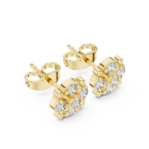 ต่างหูเพชรทรงกลมเพาะเลี้ยงในห้องปฏิบัติการ ทองคำแท้ 14K 18K ดีไซน์ดอกไม้แบบกลุ่ม พร้อมตัวล็อกแบบเกลียว 0.35 กะรัต DEFVVS ต่างหูแฟชั่น ODM - Product Image 4