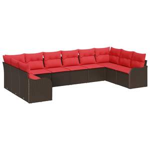 Ensemble de canapés de jardin en osier marron, 10 pièces, avec coussins, meubles d'extérieur, style contemporain - Product Image 4