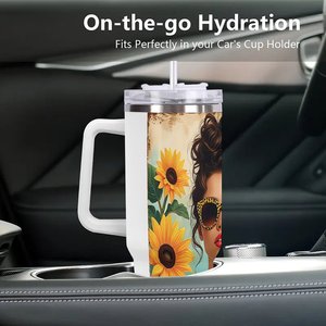 Stainless Steel Tumbler 40oz Double Wall Insulated Travel Mug With Handle <b>For</b> <b>Hot</b> Cold <b>Drinks</b> - Product Image 3