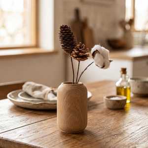 Jarrón de flores de madera de estilo nórdico personalizable para decoración minimalista del hogar con diseño simple y acabado natural suave. - Product Image 6