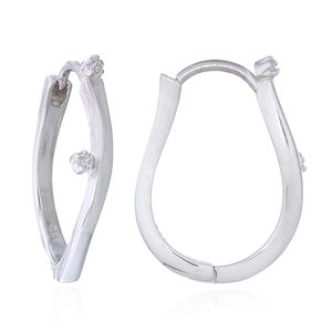 Sofisticados Pendientes de Aro Curvos en Forma de U de Plata de Ley 925 con Circonitas - Product Image 2