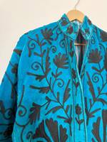 Blouson bomber léger et écologique en velours brodé tendance automne/hiver, broderie florale, velours réversible Suzani