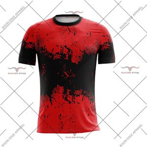 Ensemble de maillot et short de compression personnalisés pour hommes, sublimés, rouge et noir, vêtements de sport athlétiques, maillot d'entraînement à manches courtes avec numéro - Product Image 3