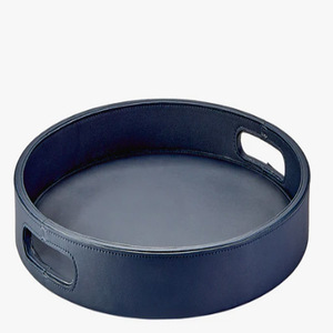 Bandejas de Cuero de Cocodrilo Marrón, Bandeja Redonda de Cuero con Grabado de Cocodrilo - Product Image 3