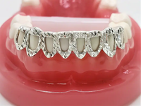Face ouverte en argent sterling 925 avec poussière de diamant Grillz personnalisé plaqué or rose jaune disponible.