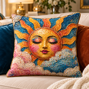 ปลอกหมอนอิงปักลายพระอาทิตย์สไตล์วินเทจ รูปทรงสี่เหลี่ยมผืนผ้า - Product Image 4