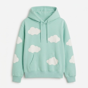 เสื้อฮู้ดแฟชั่นพิมพ์ลายเมฆทั่วตัว - Product Image 6