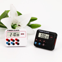 Jam Alarm dapur Digital, penghitung waktu mundur LCD Digital magnetik 24 jam dengan berdiri putih praktis untuk belajar memasak meja telur Timer jam Alarm