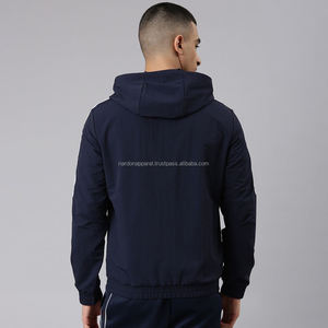 Vente en gros de vêtements Nardon, veste coupe-vent simple à logo personnalisé, veste coupe-vent à capuche zippée pour hommes - Product Image 2