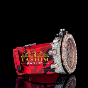 Reloj Para Hombre Completamente Cubierto de Diamantes VVS Movimiento de Cuarzo Correa de Acero Inoxidable Esfera de 45mm Cronógrafo Estilo Deportivo y de Lujo - Product Image 3