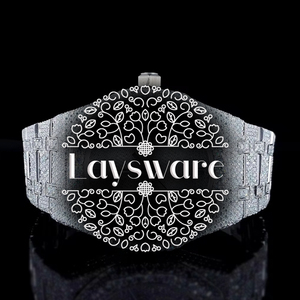 Montre analogique de luxe vintage en acier inoxydable avec moissanite, mouvement mécanique entièrement serti à la main, prix direct usine Inde - Product Image 3