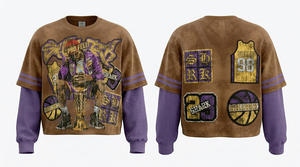 Offre Spéciale – T-shirt Hip-Hop Tendance à Double Manches et Col Montant, Respirant, Confortable, Coupe Ample et Oversize, Personnalisable, 100% Coton - Product Image 3