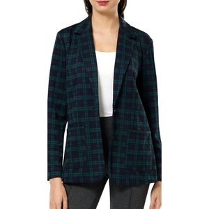 Blazer pour femme personnalisé bleu marine uni, drapé, avec poches à rabat, en tissu tissé respirant, col à revers, simple boutonnage, coupe classique - Product Image 4