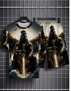 <b>Men</b> <b>s</b> 3D Printed Short Sleeve Set Casual Sporty Style T <b>Shirt</b> and Shorts 2pcs Set Summer Trendy Apparel - Product Image 2