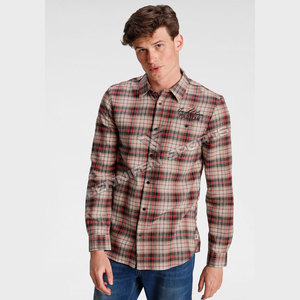 Men's Plaid Flannel Shirts 100% Cotton Long Sleeve Casual Button <b>Down</b> Stand Collar Spring Breathable With Embroidered Logo - Product Image 3