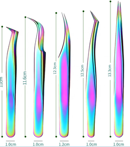 Outils de maquillage professionnels, pinces à cils, extensions, pinces à cils en acier inoxydable, arc-en-ciel, pinces à cils colorées - Product Image 6
