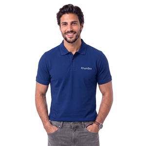 Chemise Homme KhumBro Bleu Royal en Coton à Séchage Rapide Manches Courtes Couleur Unie Logo Brodé sur le Devant Tenue Décontractée Personnalisable - Product Image 1