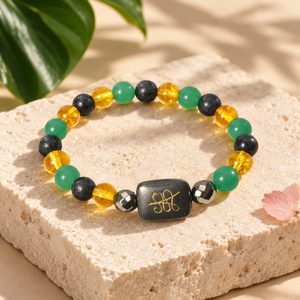 Pulsera de Cuentas de Ágata SOL SoulWise, Verde, Amarillo, Negro, Clásica, Unisex, Joyería de Regalo de Maharashtra, Chapada en Oro - Product Image 5