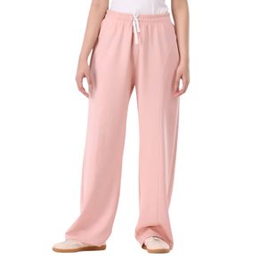 Women's <b>Light</b> Pink Wide Leg Drawstring Pants Elastic Waist Loose Fit Casual Lounge <b>Trousers</b> Soft Relaxed Everyday Wear Women - Product Image 1