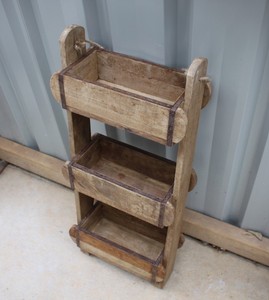 Vintage Wooden Three Tier Hanging Brick Mould Wall <b>Planter</b> with Rope Rustic Farmhouse Garden Storage Organizer for Home Decor - Product Image 2