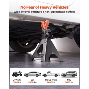 Cavalletti per auto in acciaio per impieghi gravosi da 3 tonnellate (6.600 libbre) con altezza regolabile 10.8-16.3 e doppio blocco di sicurezza - Product Image 6