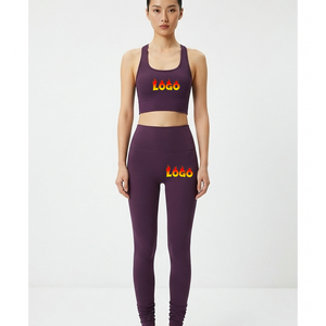 Custom Women Soft Fabric Yoga Set Quick Dry Deep <b>Racer</b> Back Running Bra <b>Top</b> Sports Leggings Gym Workout Fitness Active Wear - Product Image 4
