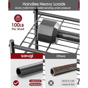 Scaffali di Stoccaggio a 5 Ripiani di Grande Capacità con Piedini Livellanti Antiscivolo, Organizzatore per Garage Resistente con Ganci - Product Image 6