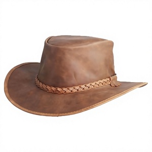 ELYSIAN INDUSTRIES Leather Cowboy <b>Hat</b> Unisex Brown Wide Brim Braided <b>Band</b> Outdoor Casual Four Seasons 56-58CM - Product Image 6