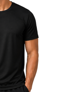T-shirt de sport noir pour homme, respirant, séchage rapide, idéal pour la gym, la course, le fitness, l'athlétisme, en polyester, haut d'entraînement, style décontracté, coupe ajustée - Product Image 4