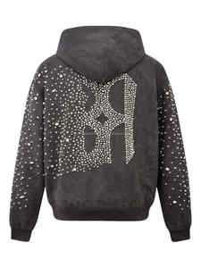 Sudadera Larga a Cuadros de Algodón 100% con Adornos de Diamantes y Perlas para Hombre - Product Image 3