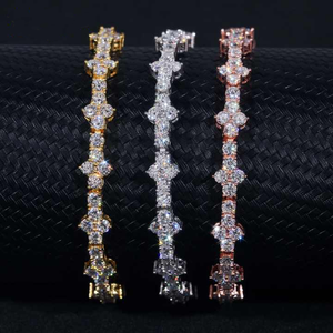 Pulsera de tenis de plata 925 para mujer con diamantes de talla brillante redonda, engaste de garras, diseño geométrico clásico, joyería de boda - Product Image 2
