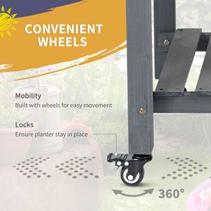 Raised Garden Bed Planter <b>Box</b> with 8 Grow Grids Storage Shelf <b>Lockable</b> Wheels for Indoor/Outdoor Storage - Product Image 5