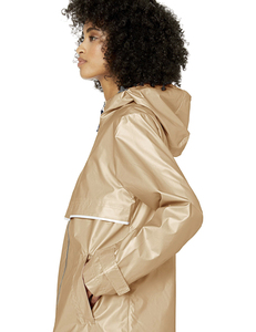 Chaqueta Impermeable con Capucha para Mujer, Dorada, Manga Larga, Corte Holgado, Cierre Frontal con Cremallera, Ropa de Primavera para Exteriores - Product Image 2