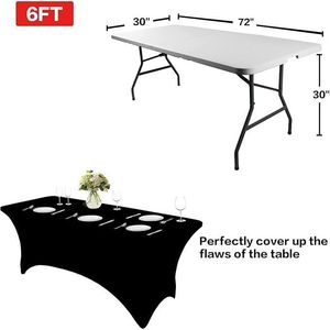 2 Pack Rectangular Fitted Cloth <b>Table</b> <b>Covers</b> for Advertising Events Stretch Stretchable Tablecloths - Product Image 3