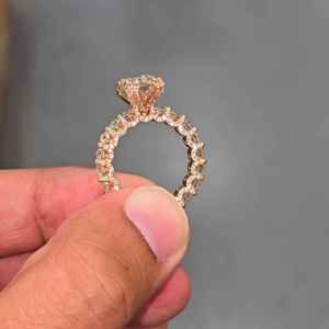 Sparkling Lab Grown Diamond Moissanite <b>Cross</b> <b>Ring</b> Rose Gold Plated Fashion Jewelry for Wedding and Engagement - Product Image 3