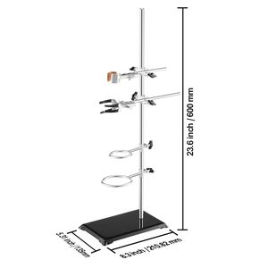 2 Set di Supporti da Laboratorio in Acciaio da 60 cm con Base in Ghisa da 21 cm x 13,5 cm, Include Supporto a F per Laboratori - Product Image 2