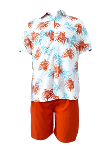 <b>Men's</b> Casual Suit Set <b>Short</b> Sleeve Shirt Printed <b>Shorts</b> Fashionable Solid Color Stiff Fabric <b>Patch</b> 100% Cotton Quick Dry - Product Image 4