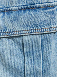 Jean cargo bleu clair pour femme, coupe large, taille haute, ample, en denim, style streetwear - Product Image 4