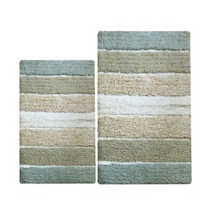 Striped Cotton Bath <b>Mats</b> Rectangle Non-Slip Tufted Rug <b>Set</b> of 2 Modern Home <b>Bathroom</b> Floor <b>Mat</b> with Rubber Backing - Product Image 4