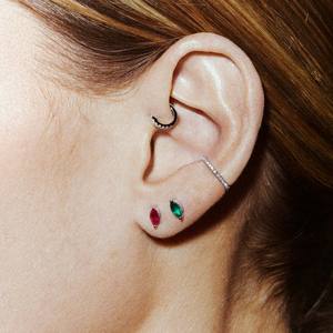 ต่างหูทองคำแท้ 14K ขนาด 6x3 มม. ประดับมรกตธรรมชาติทรงมาร์คีส์ แบบเกลียวใน สำหรับเจาะหู ลาเบรต เฮลิกซ์ แทร็กัส คอนช์ จากผู้จัดจำหน่ายเครื่องประดับ - Product Image 2