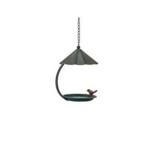 Mangeoire à oiseaux vintage en métal en forme de parapluie, plateau à graines suspendu pour oiseaux sauvages avec toit pare-pluie et chaîne pour jardin, cour, terrasse extérieure, décoration - Product Image 1